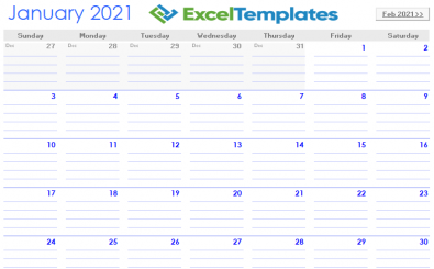 Notebook Calendar Template Excel