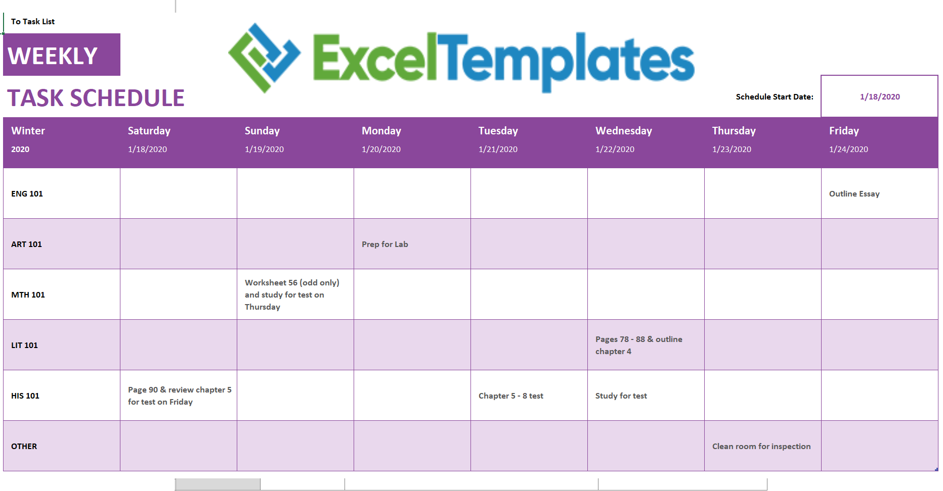 Weekly Calendar Template Excel 42