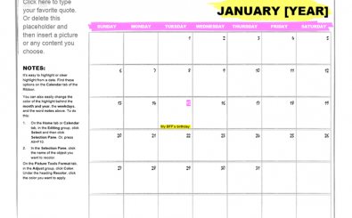 Student Calendar Template Excel