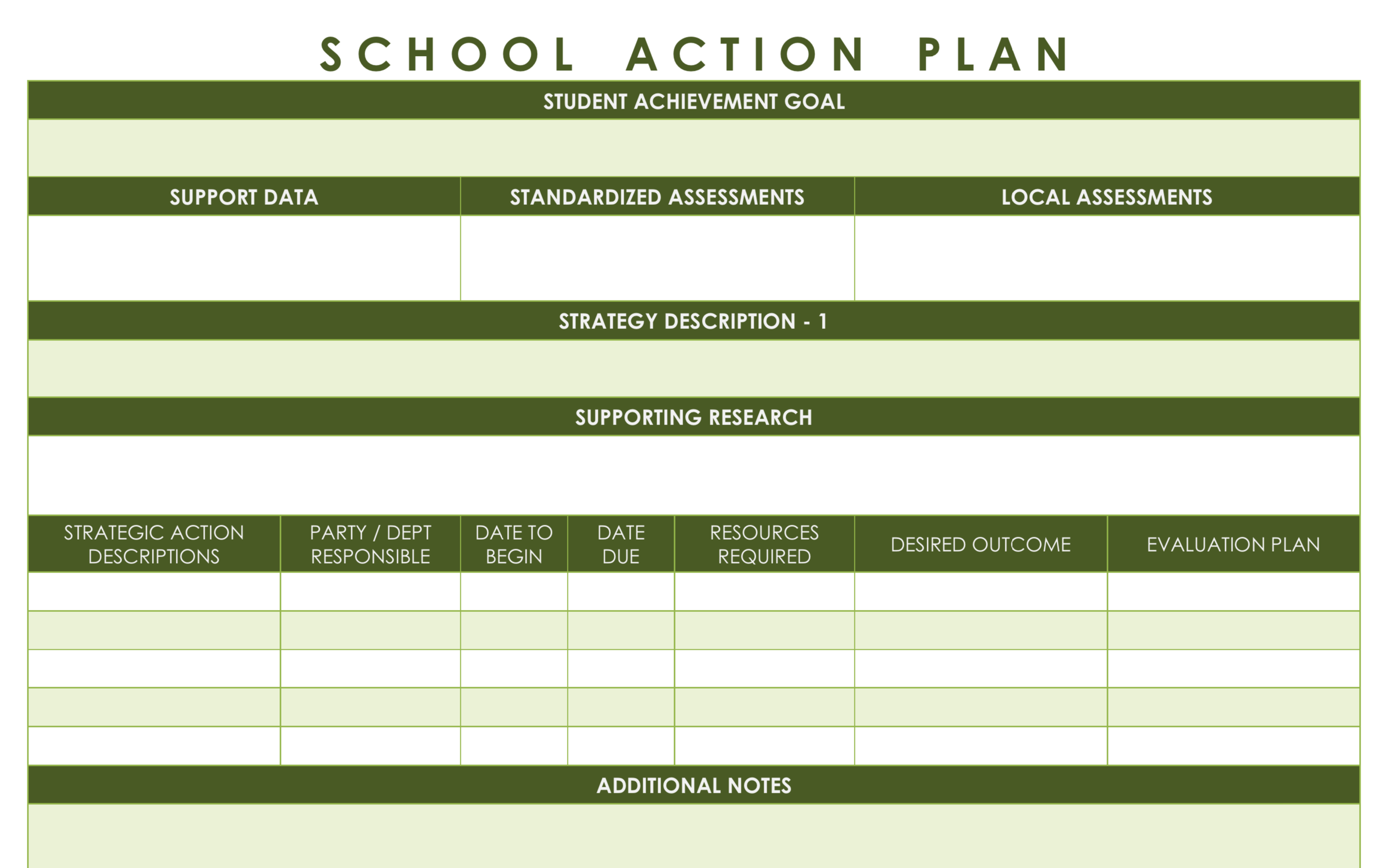 education action plan template word