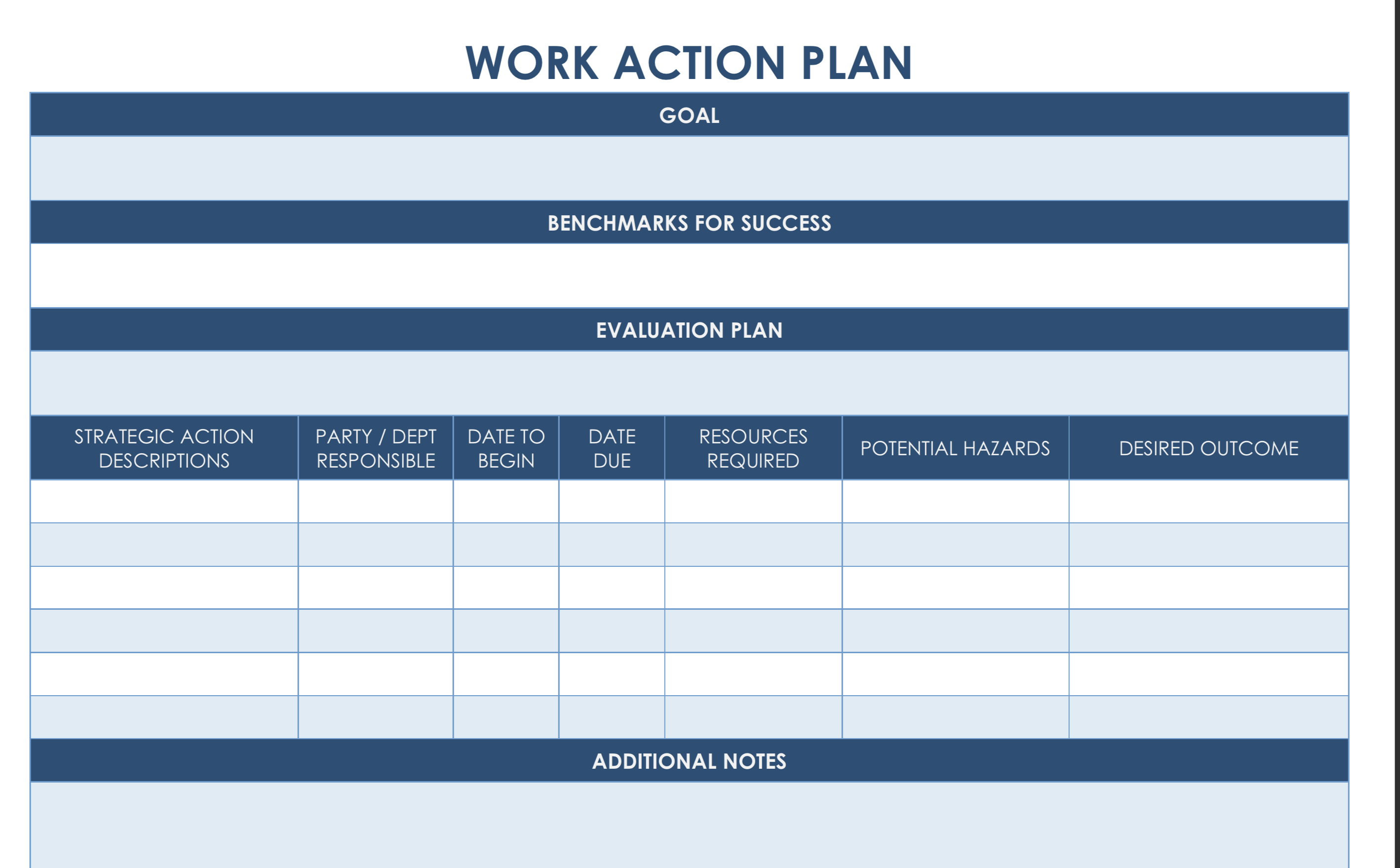 Action Plan Template for Managers Excel Templates