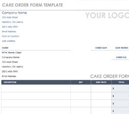 Bakery Order Form Template