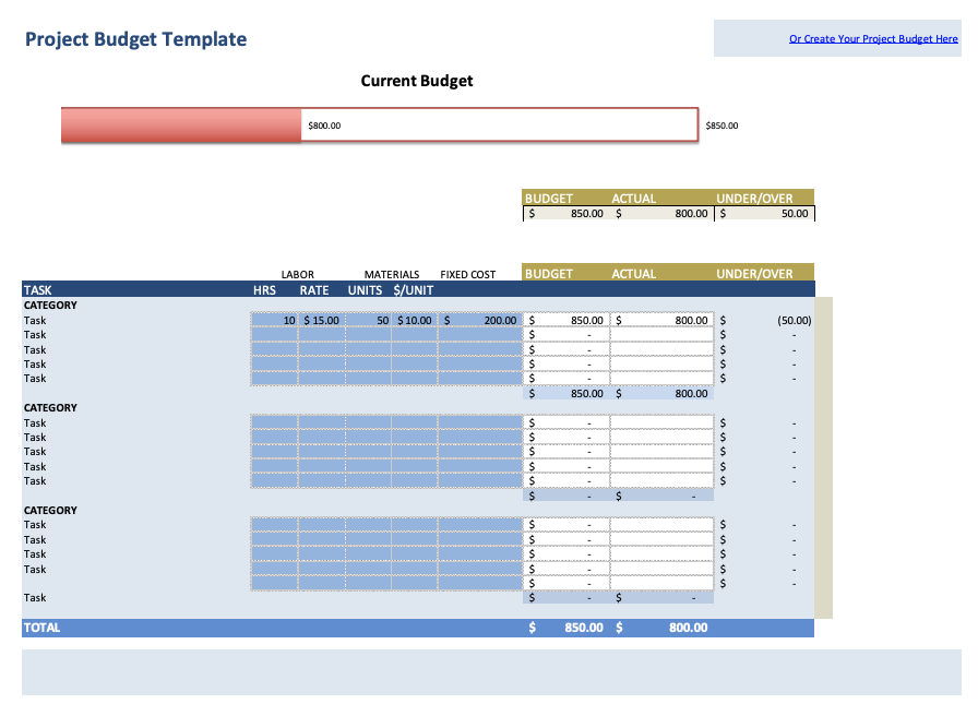 project costing excel template