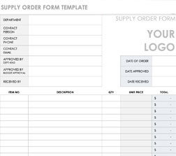 Office Supply Order Form Template Excel Templates
