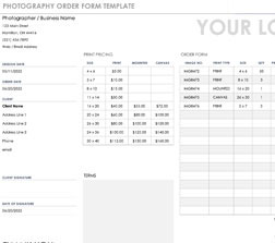 Photography Order Form Template