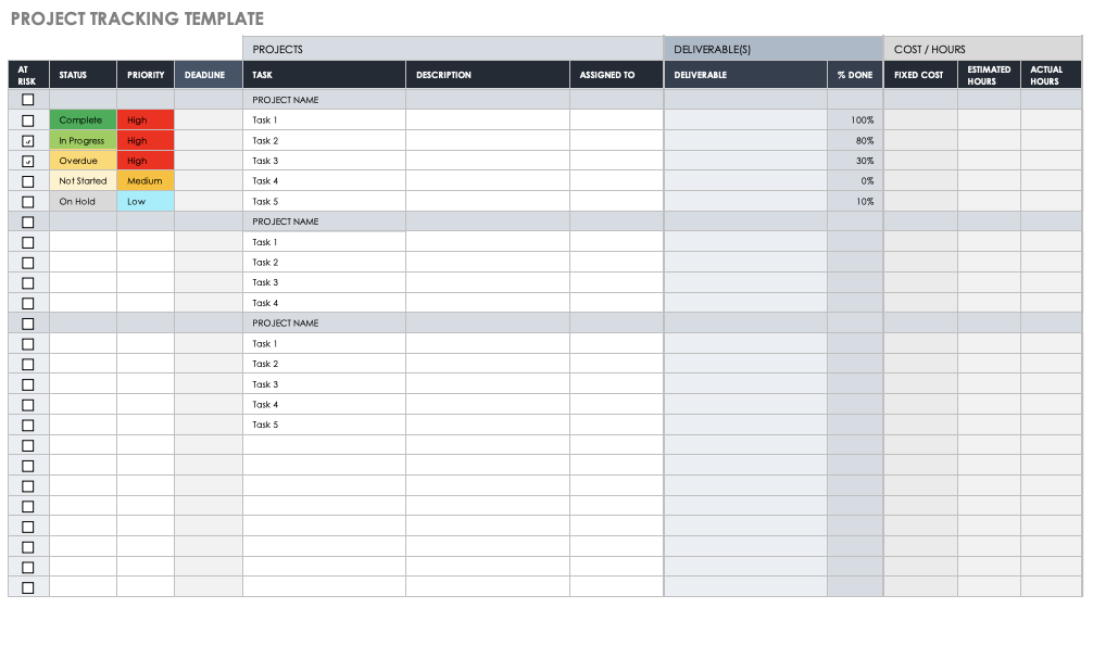 Project Status Tracking Template Excel Templates