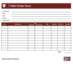 Tshirt Order Form