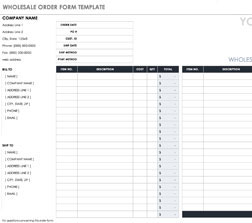 Wholesale Order Form Template