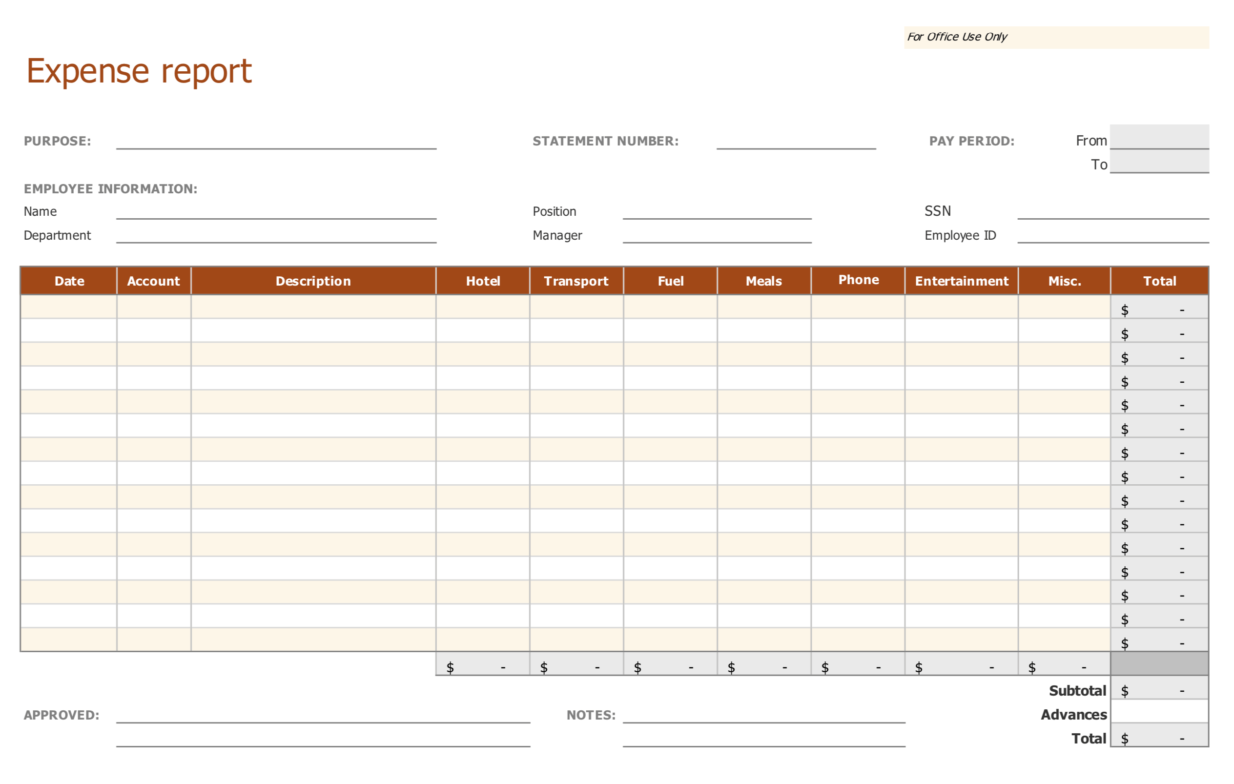 Business Expense Report Template  Excel Templates Pertaining To Air Balance Report Template