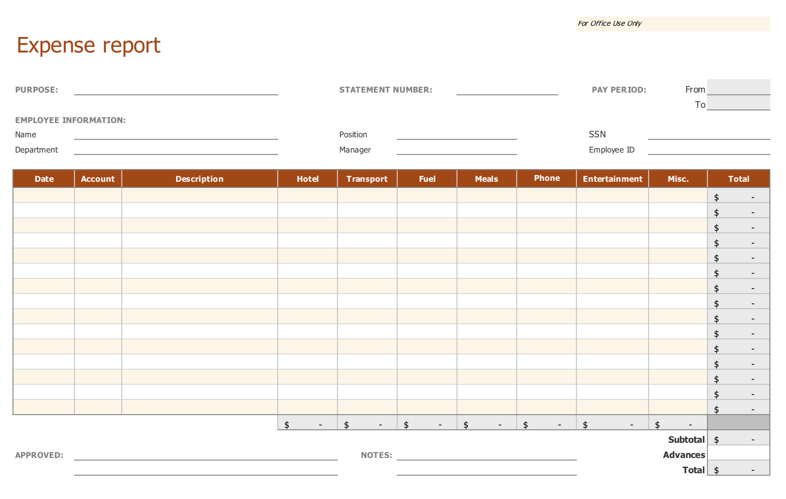 Business Expense Report Template  Excel Templates For Air Balance Report Template