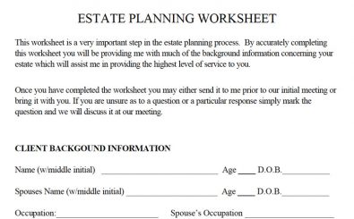Estate Planning Worksheet Template
