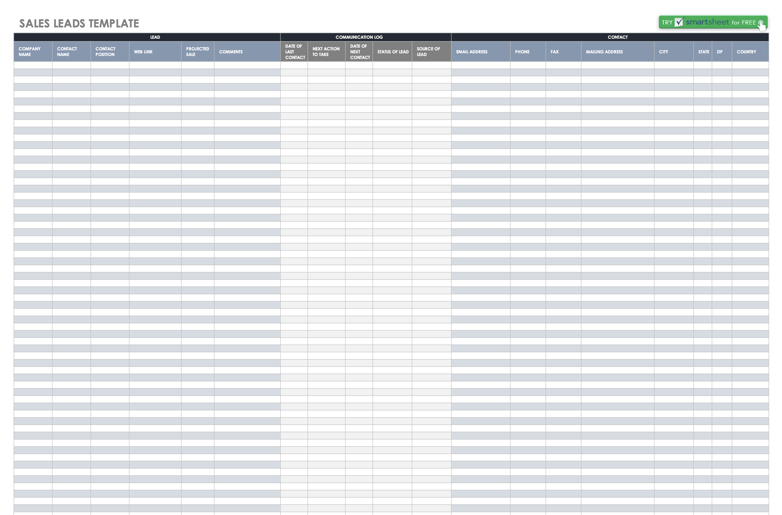 Sales Lead Tracking Spreadsheet ExcelTemplate